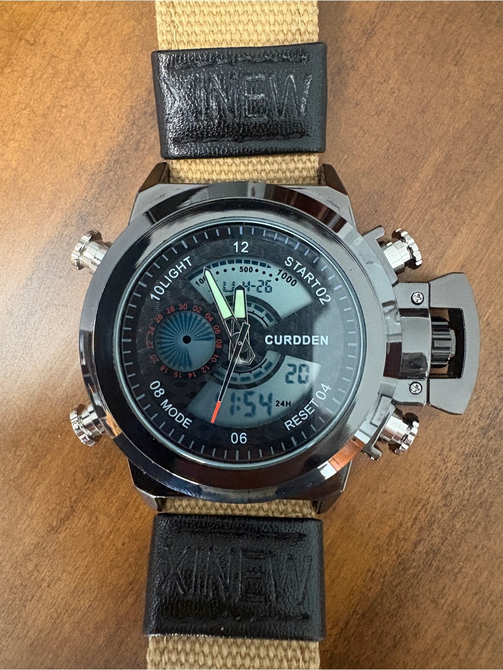 Men's Tactical Analog-Digital Watch in Black and Tan